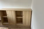 2 office tables, 2 Pedestals, cabinets x2, 1 book shelf