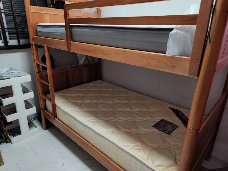 Double deck bed frame with 2 mattresses Super single