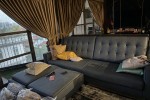 Sofa of 2.4m length with separable base, 2 pcs of ottoman 92x60x40cm