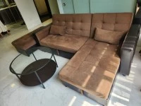 Sofa set 3 pieces, with 2 cushion and coffee table with glass top