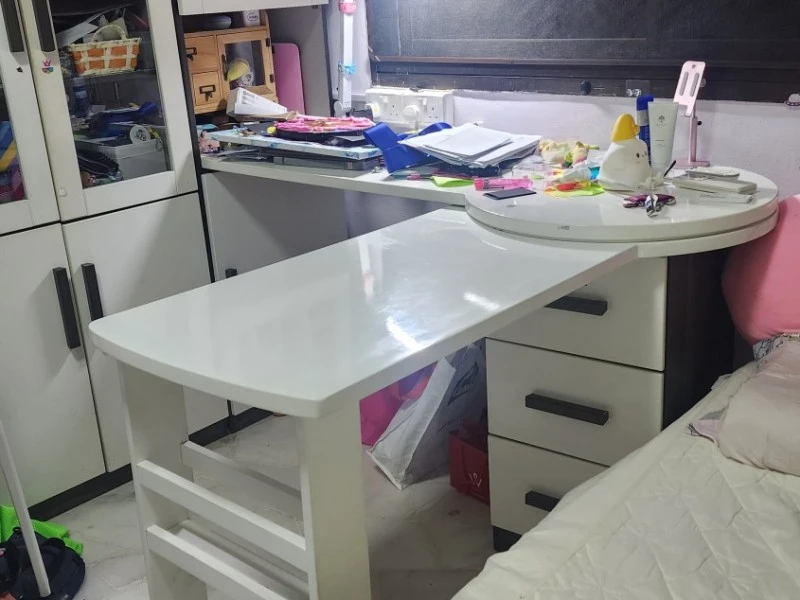 Study desk, Cupboards and shelves, 2 items As seen in the picture