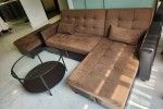 Sofa set 3 pieces, with 2 cushion and coffee table with glass top