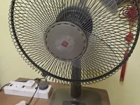 Washing machine, standing fan, handheld vacuum in box, tabletop fan