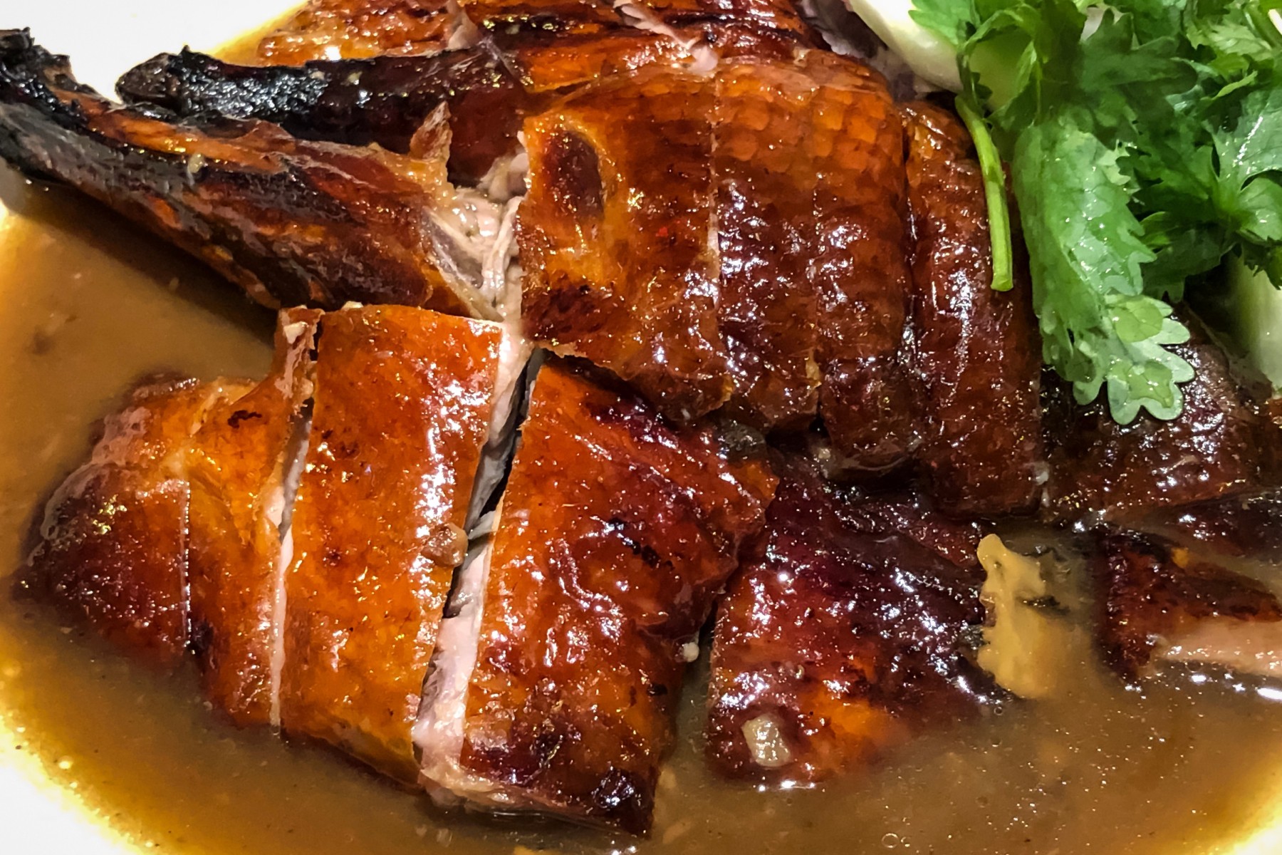 Nyonya-style spiced roasted duck, served for Christmas in Singapore
