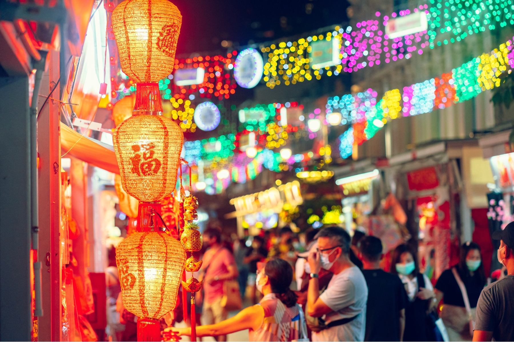 Chinatown Street Market during Chinese New Year in Singapore.