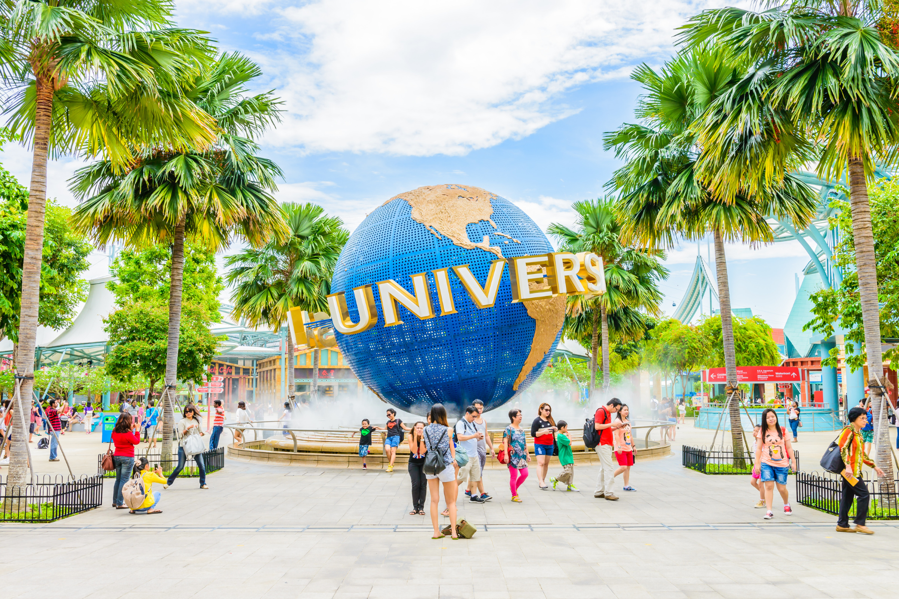 Visitors at Universal Studios during school holidays in Singapore